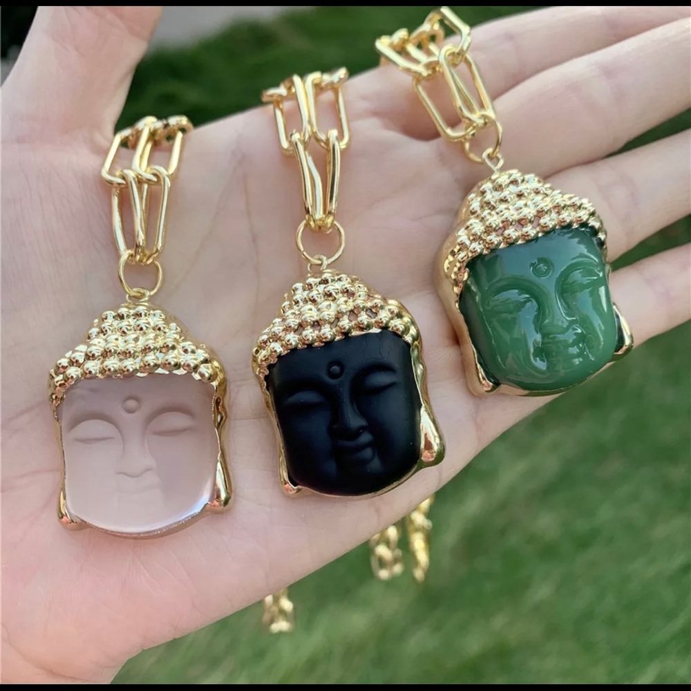 Buddha Gold Color Necklace Clear